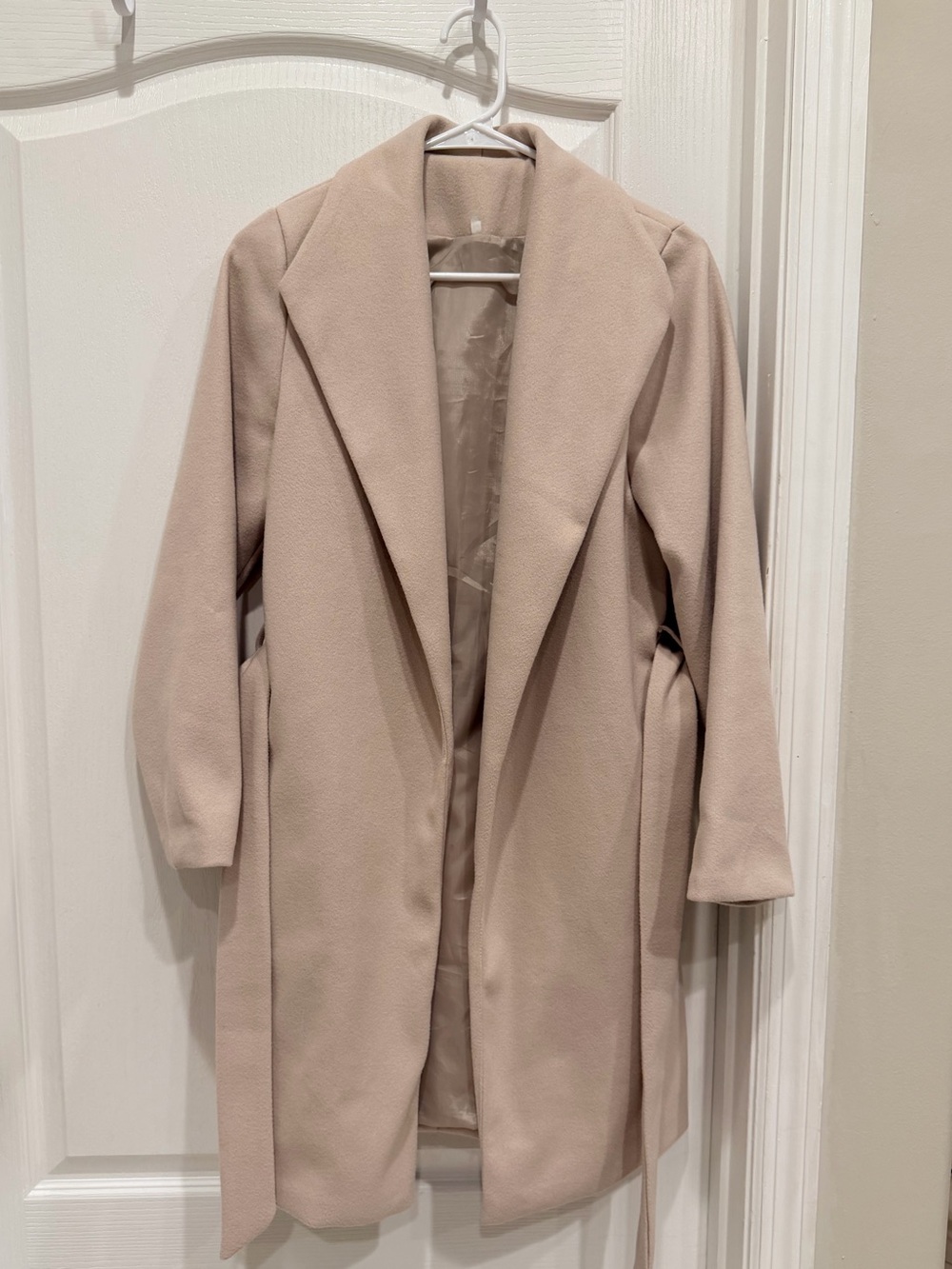 Women’s Long Open Front Coat in Blush